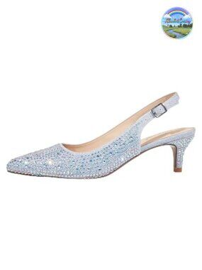 Kitten Heels Closed Pointed Toe Slingback Pumps Vegan 2" Low Heel
